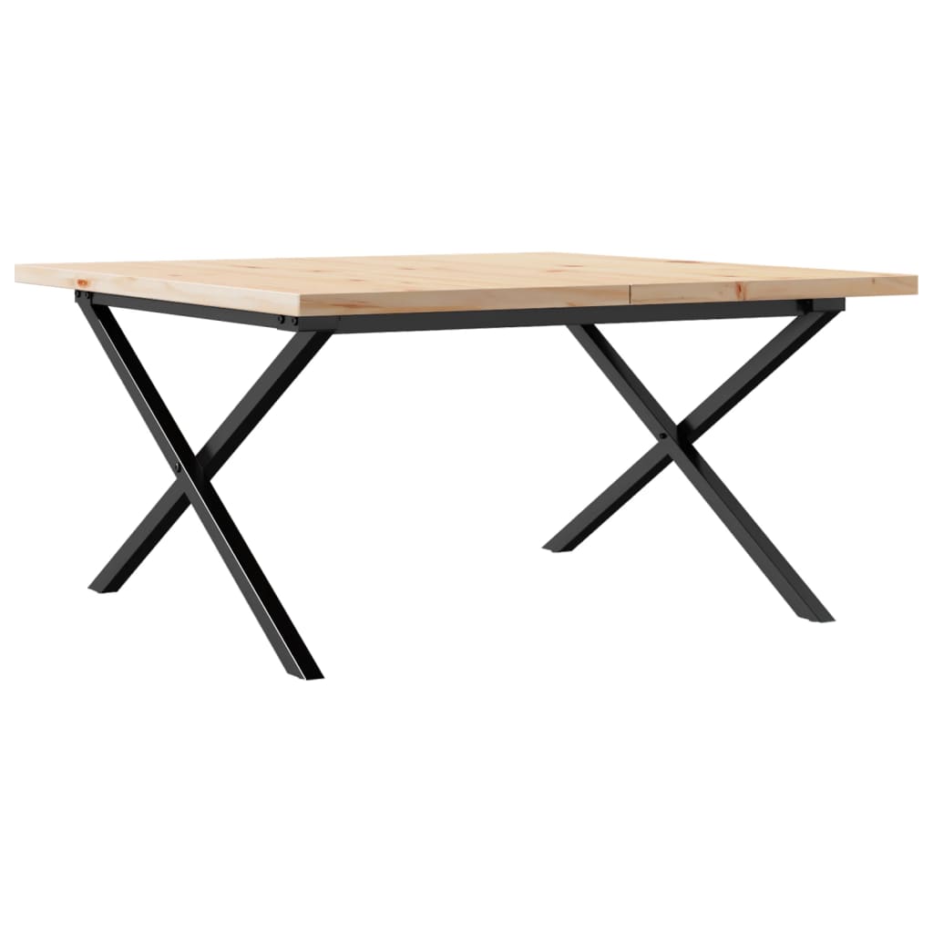 Stolić za kavu X-oblika 90x90x45,5 cm od borovine i čelik
