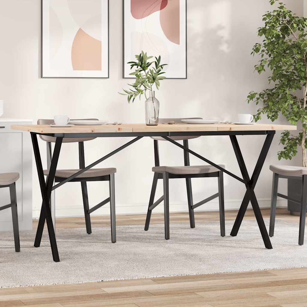 Blagovaonski stol X-oblika 140x80x75,5 cm od borovine i čelik