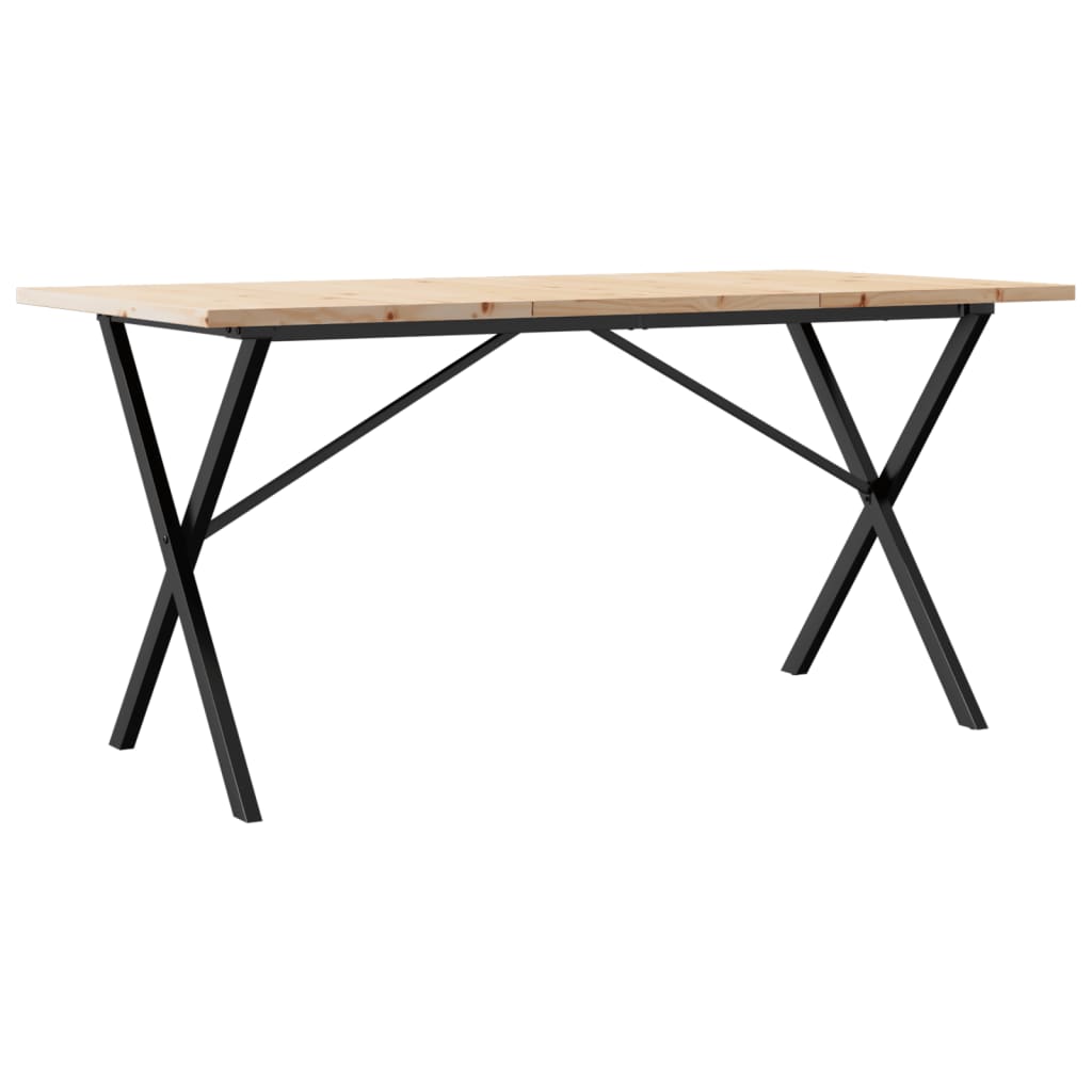 Blagovaonski stol X-oblika 160x80x75,5 cm od borovine i čelik
