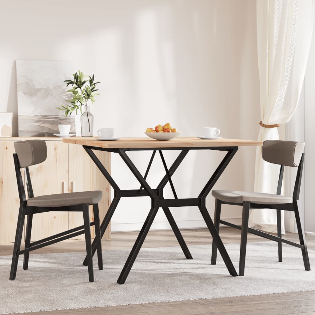 Blagovaonski stol Y-oblika 90x90x75,5 cm od borovine i čelik