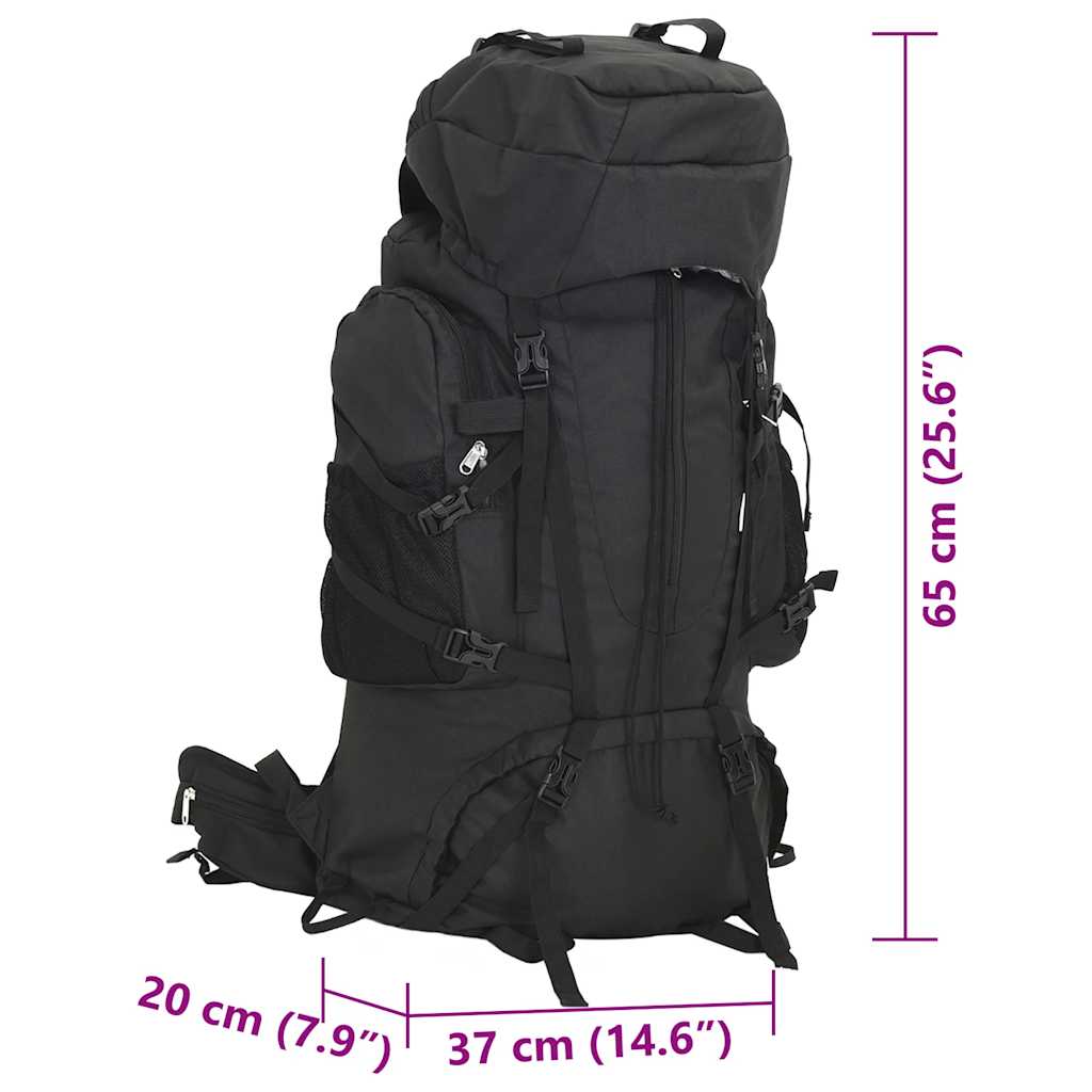 Ruksak za planinarenje crni 60 L od tkanine Oxford