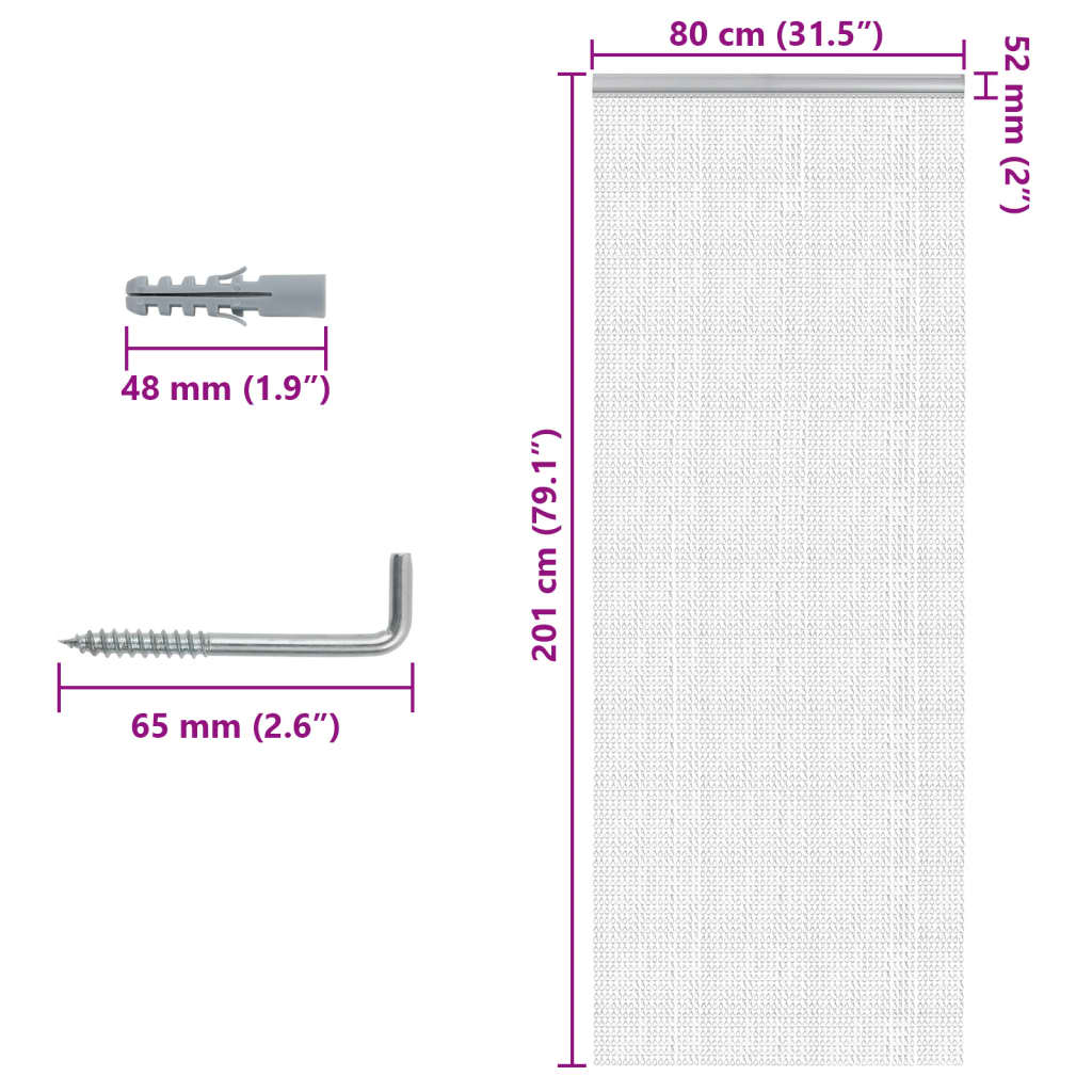 Lančani zastor za zaštitu od muha 80 x 201 cm aluminijski