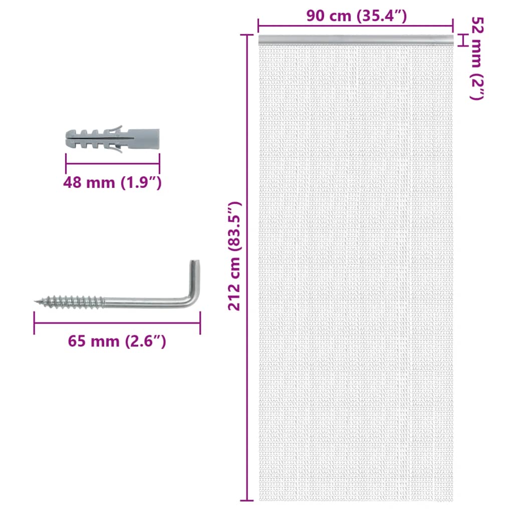 Lančani zastor za zaštitu od muha 90 x 212 cm aluminijski