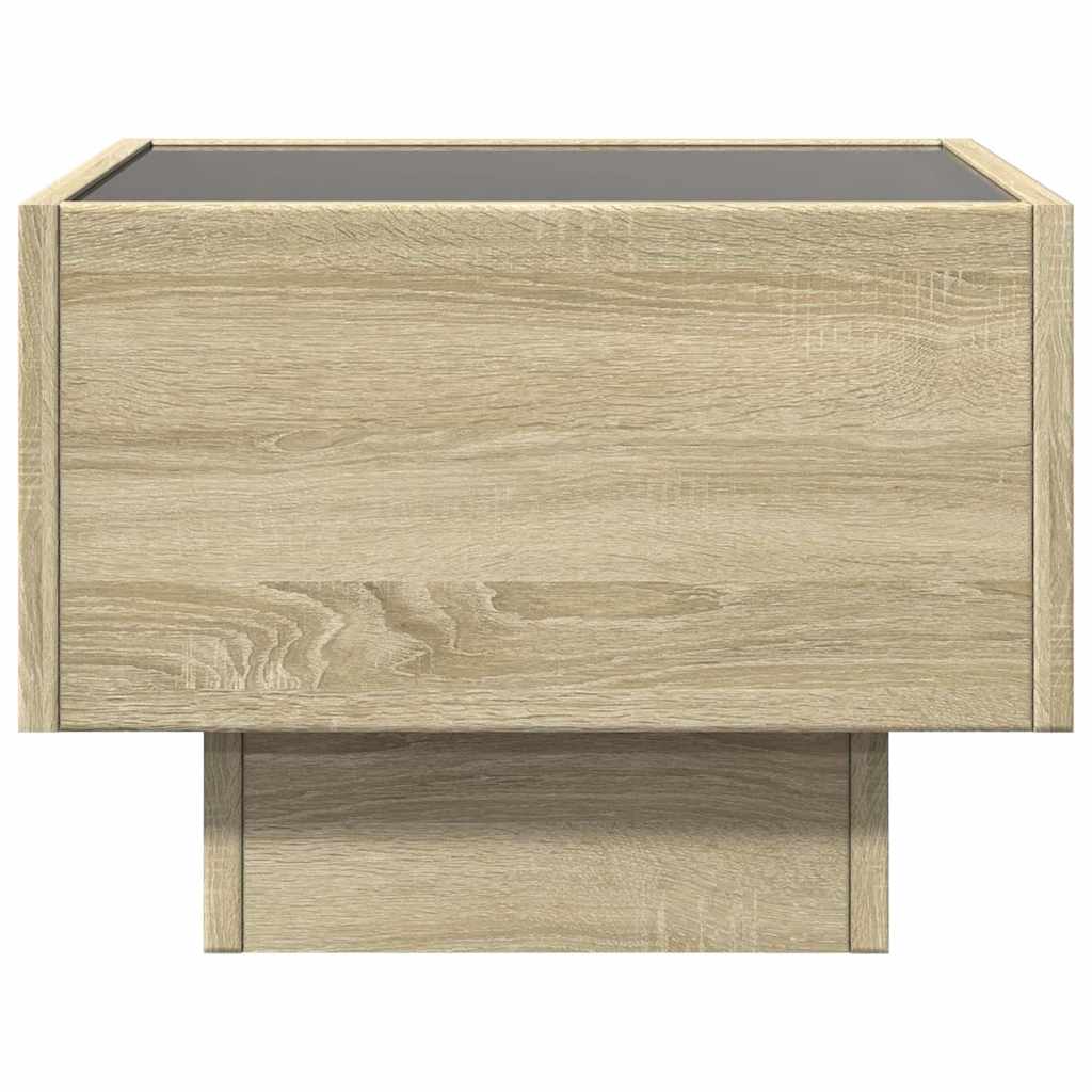Bočni stolić LED boja hrasta 40 x 40 x 30 cm konstruirano drvo