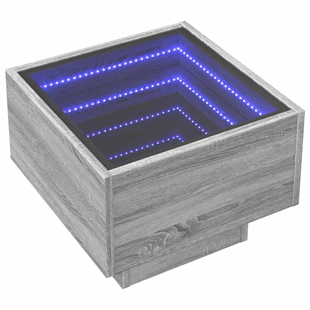 Bočni stolić LED boja hrasta 40 x 40 x 30 cm konstruirano drvo