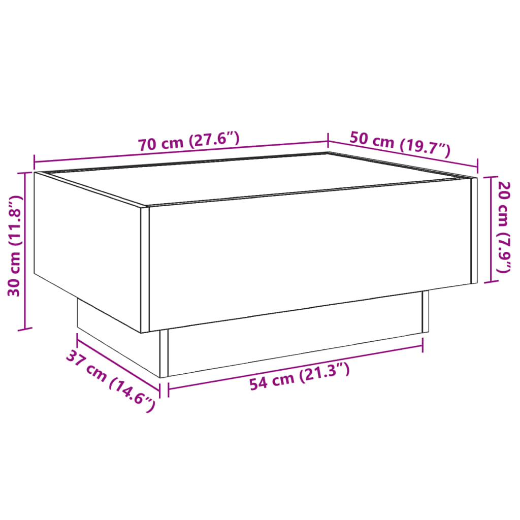 Stolić za kavu LED bijeli 70 x 50 x 30 cm od konstruiranog drva