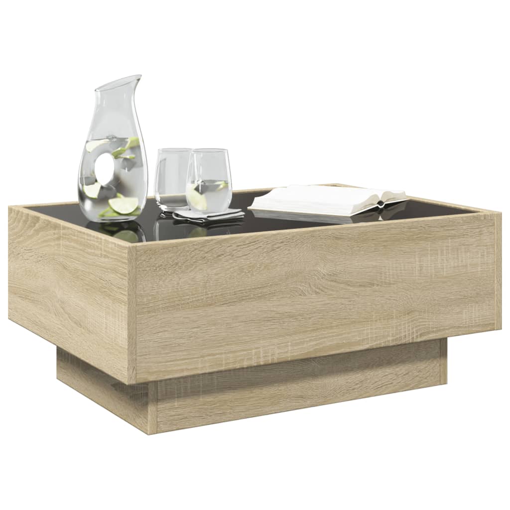 Stolić za kavu LED boja hrasta 70x50x30 cm konstruirano drvo