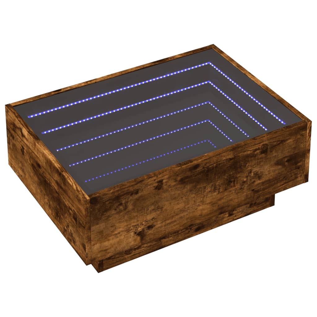 Stolić za kavu LED boja hrasta 70x50x30 cm konstruirano drvo