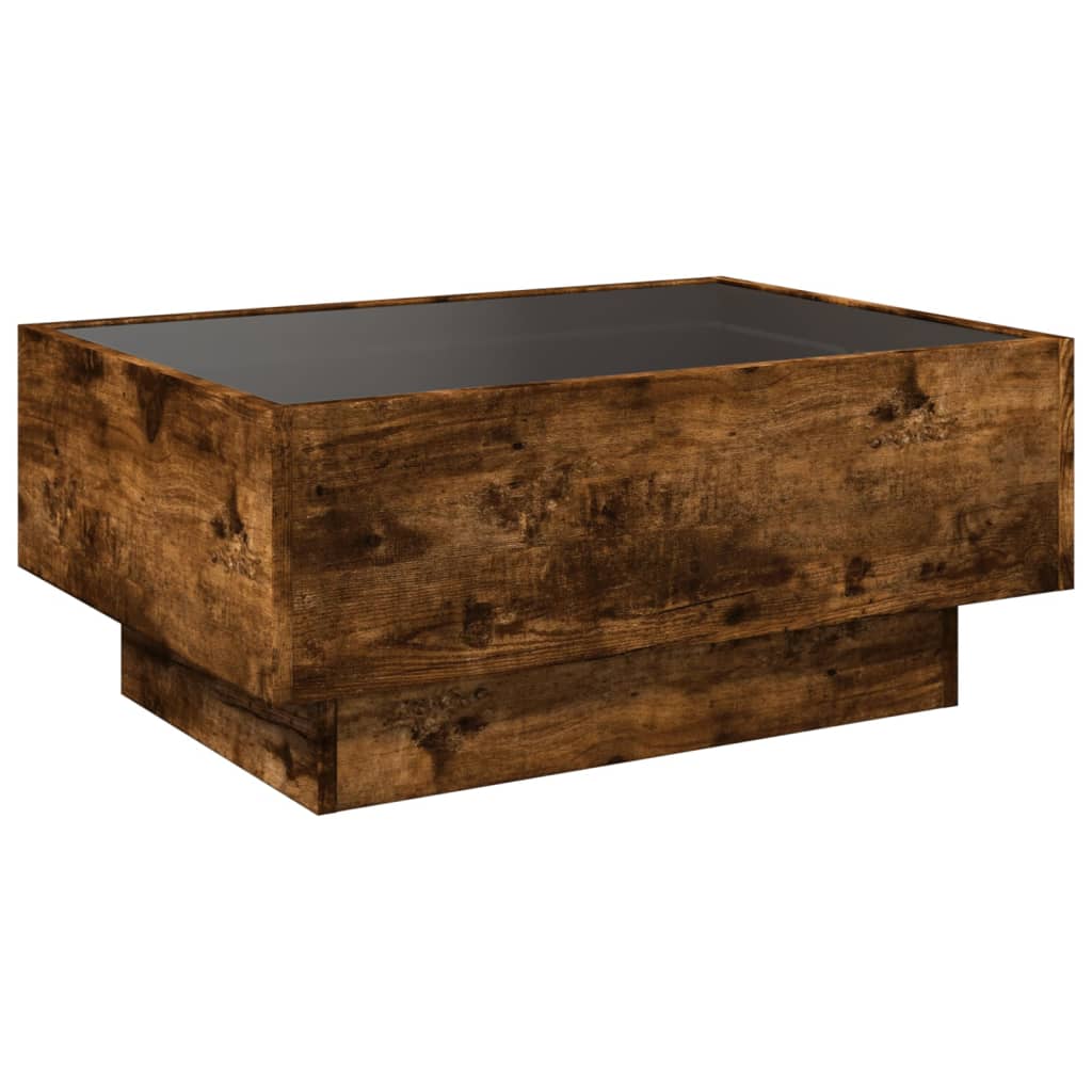 Stolić za kavu LED boja hrasta 70x50x30 cm konstruirano drvo