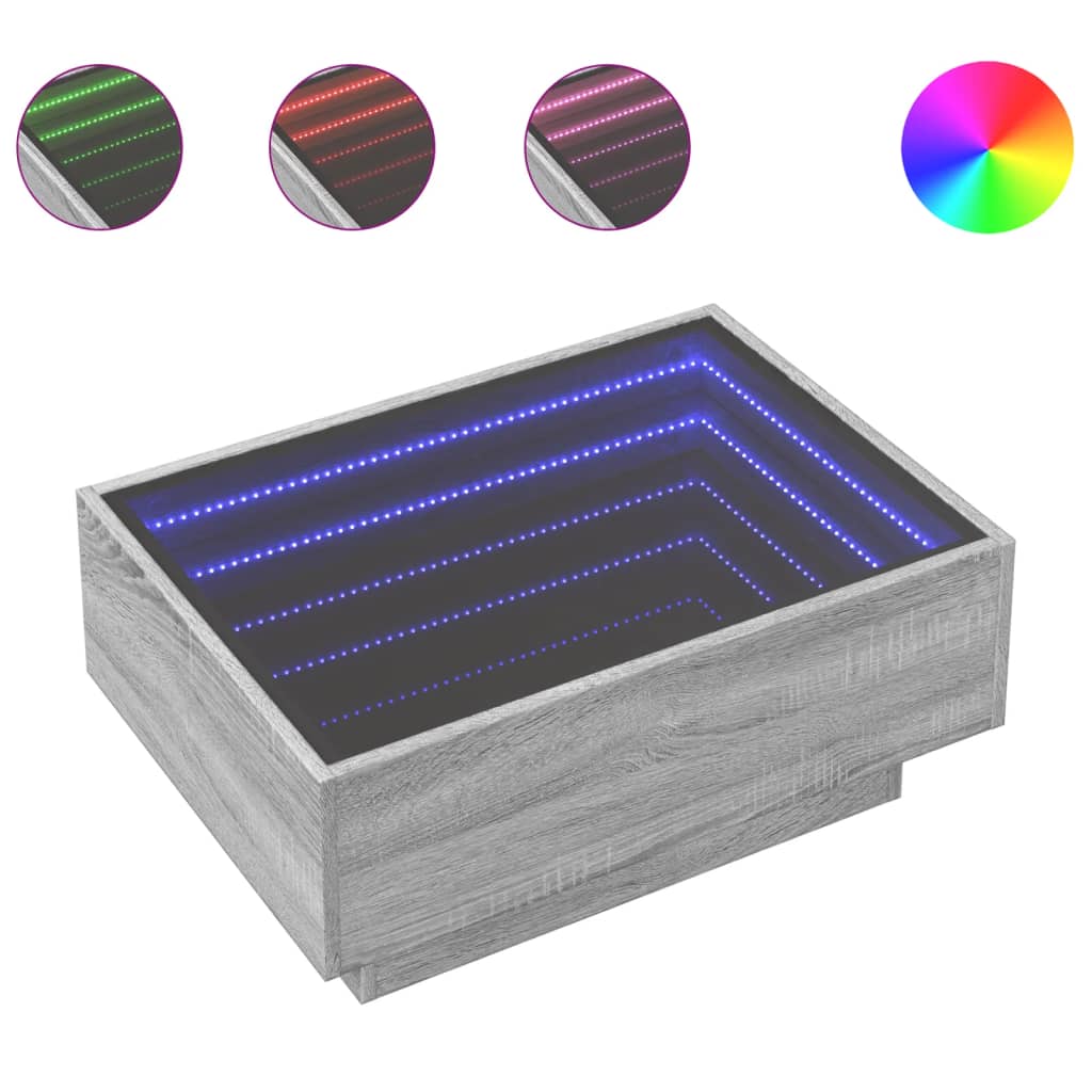 Stolić za kavu LED boja hrasta 70x50x30 cm konstruirano drvo