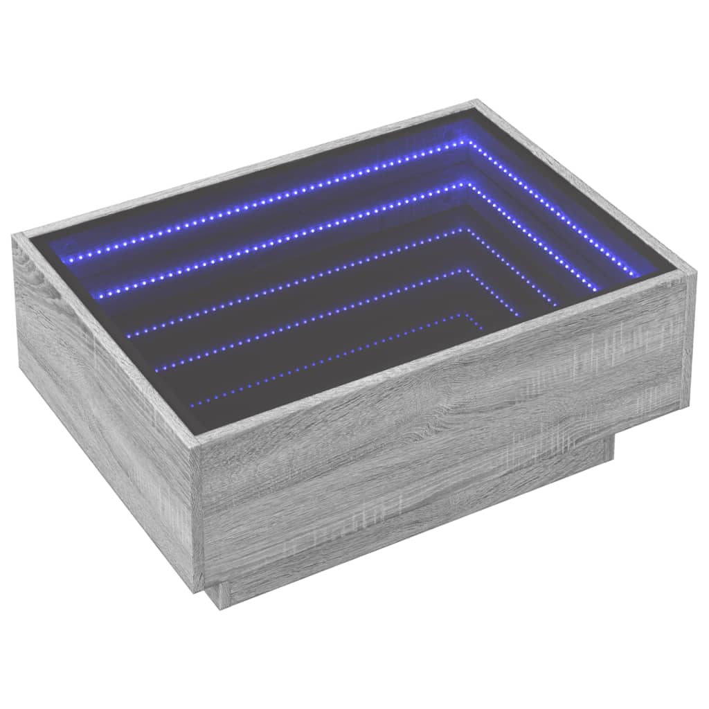 Stolić za kavu LED boja hrasta 70x50x30 cm konstruirano drvo