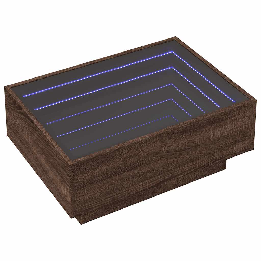 Stolić za kavu LED boja hrasta 70x50x30 cm konstruirano drvo