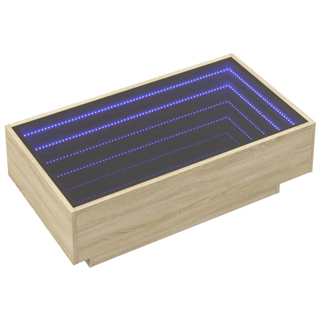 Stolić za kavu LED boja hrasta 90x50x30 cm konstruirano drvo