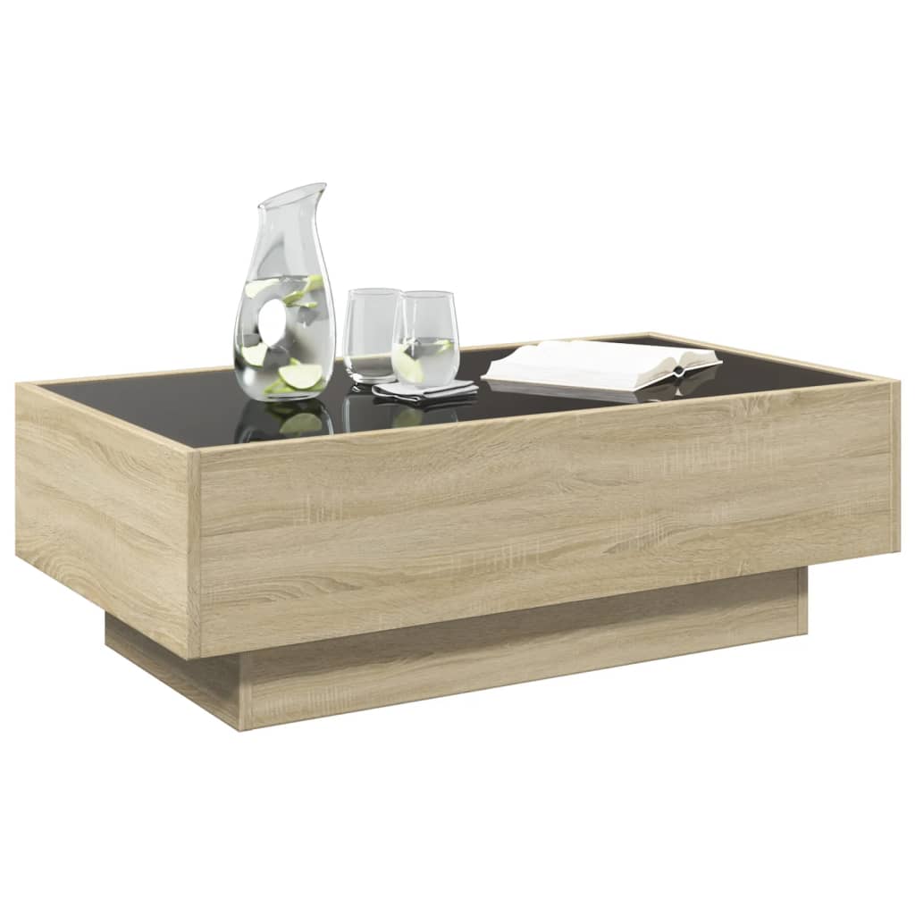 Stolić za kavu LED boja hrasta 90x50x30 cm konstruirano drvo