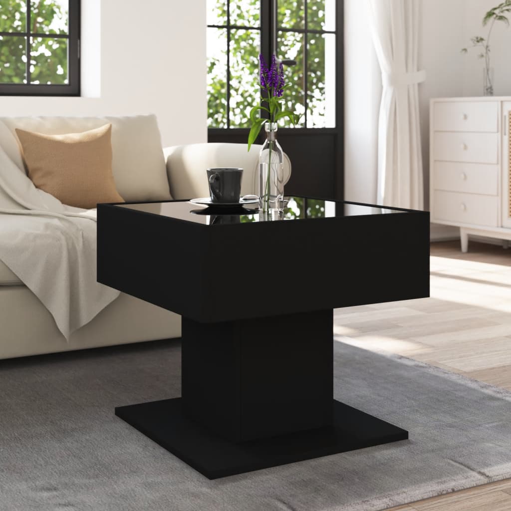 Stolić za kavu LED crni 50x50x45 cm od konstruiranog drva