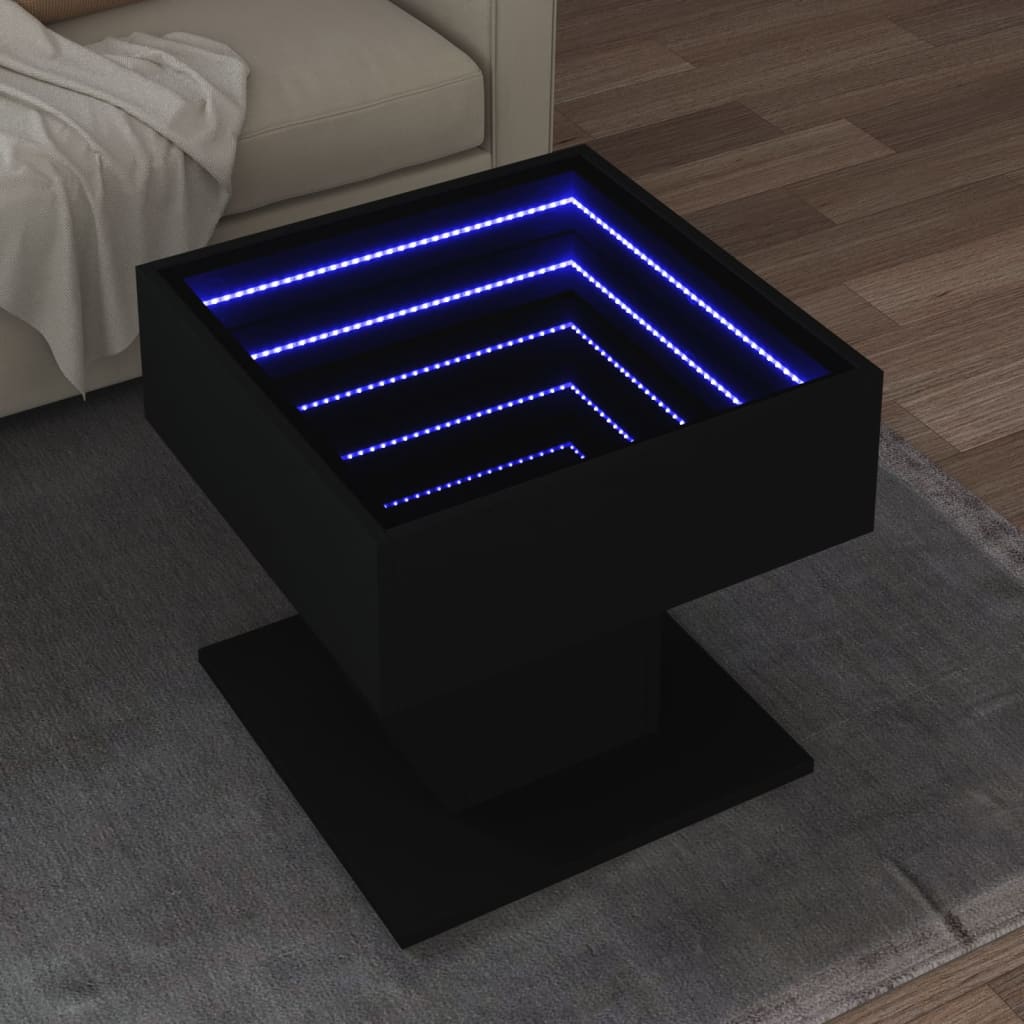 Stolić za kavu LED crni 50x50x45 cm od konstruiranog drva