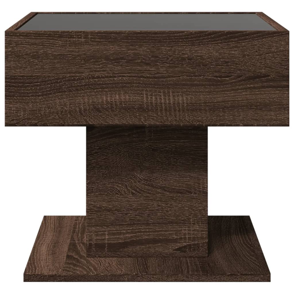 Stolić za kavu LED boja hrasta 50x50x45 cm konstruirano drvo