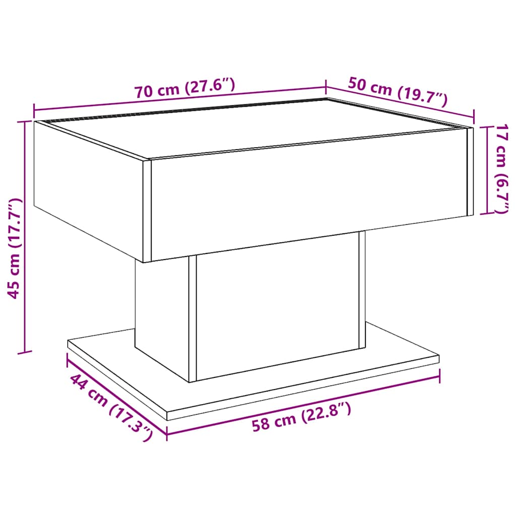 Stolić za kavu s LED bijeli 70x50x45 cm od konstruiranog drva