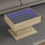 Stolić za kavu LED boja hrasta 70x50x45 cm konstruirano drvo
