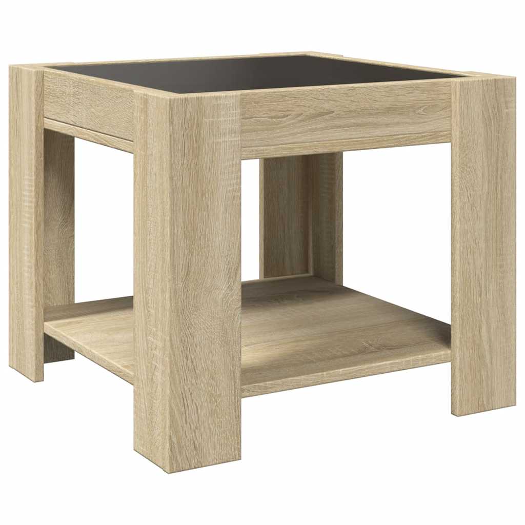 Stolić za kavu LED boja hrasta 53x53x45 cm konstruirano drvo