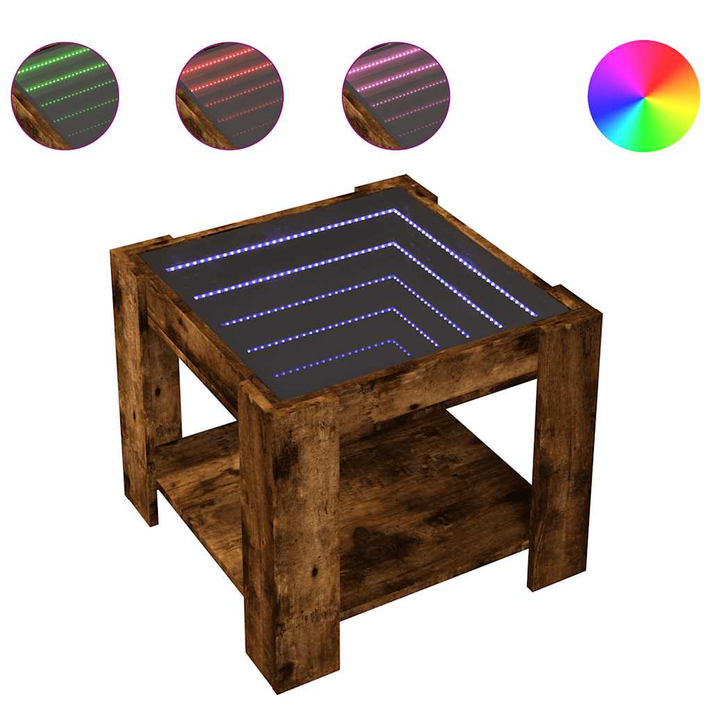 Stolić za kavu LED boja hrasta 53x53x45 cm konstruirano drvo