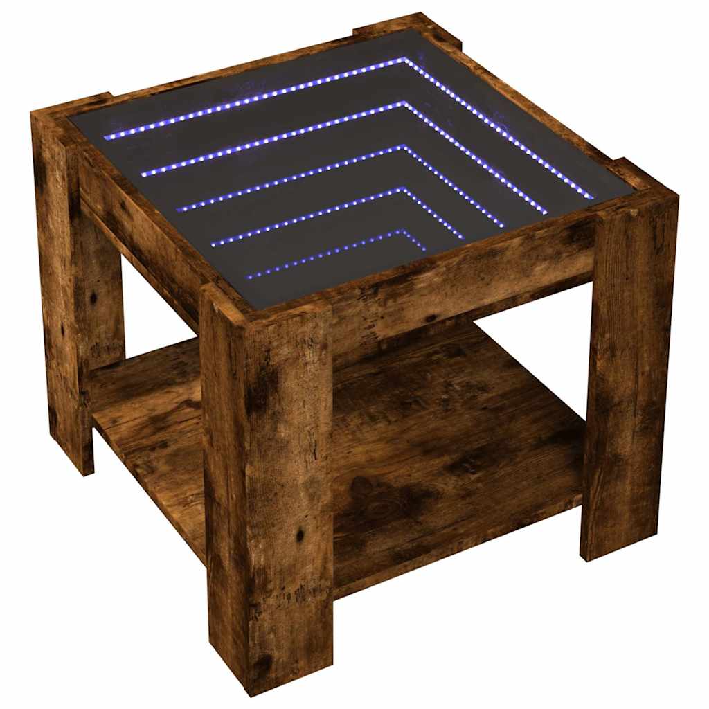 Stolić za kavu LED boja hrasta 53x53x45 cm konstruirano drvo