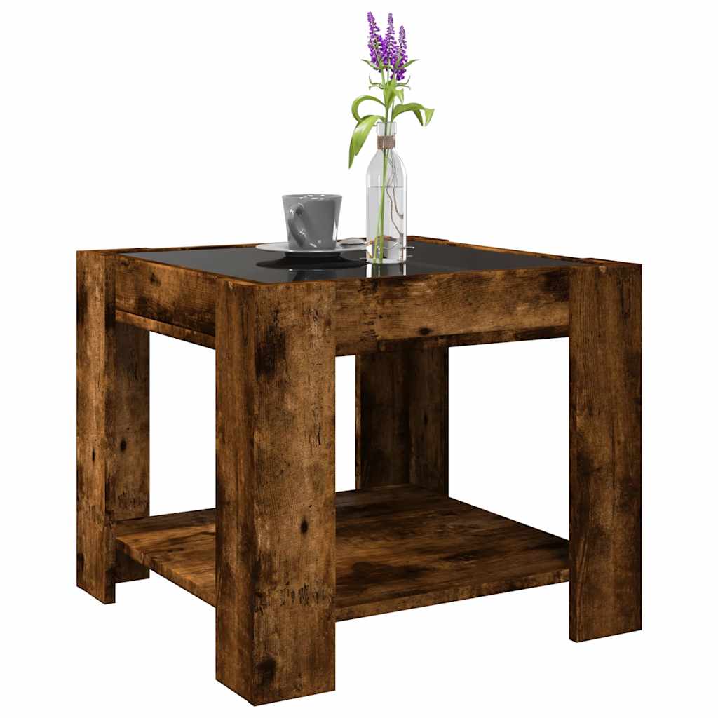 Stolić za kavu LED boja hrasta 53x53x45 cm konstruirano drvo