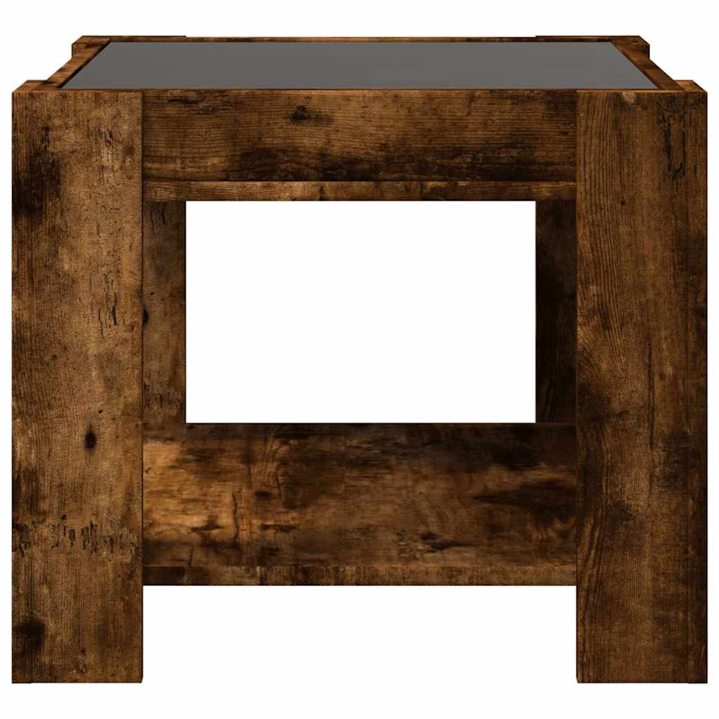 Stolić za kavu LED boja hrasta 53x53x45 cm konstruirano drvo