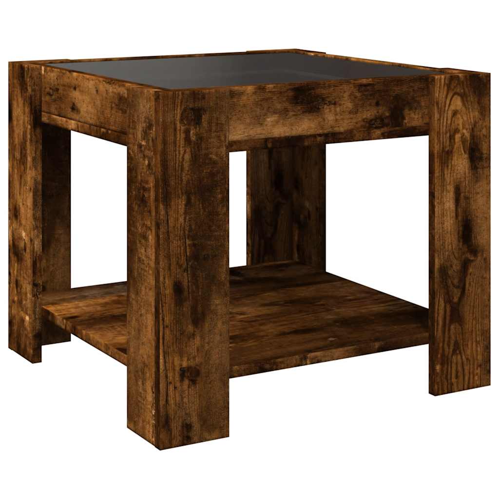 Stolić za kavu LED boja hrasta 53x53x45 cm konstruirano drvo