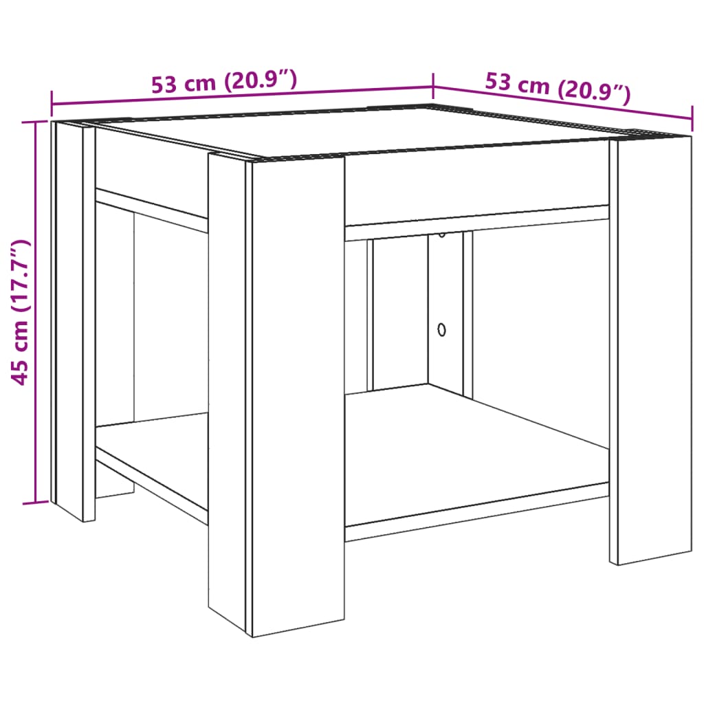 Stolić za kavu LED smeđa boja hrasta 53x53x45 cm drveni