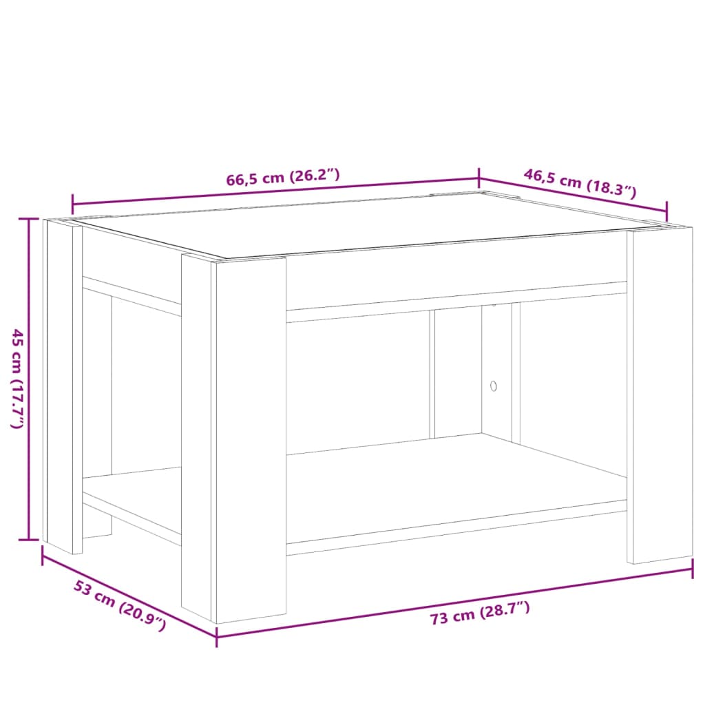 Stolić za kavu s LED bijeli 73x53x45 cm od konstruiranog drva