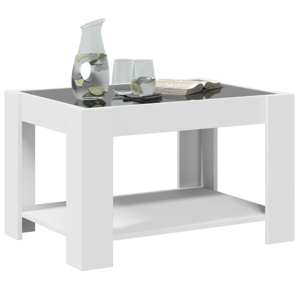 Stolić za kavu s LED bijeli 73x53x45 cm od konstruiranog drva