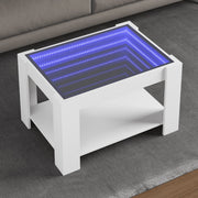 Stolić za kavu s LED bijeli 73x53x45 cm od konstruiranog drva