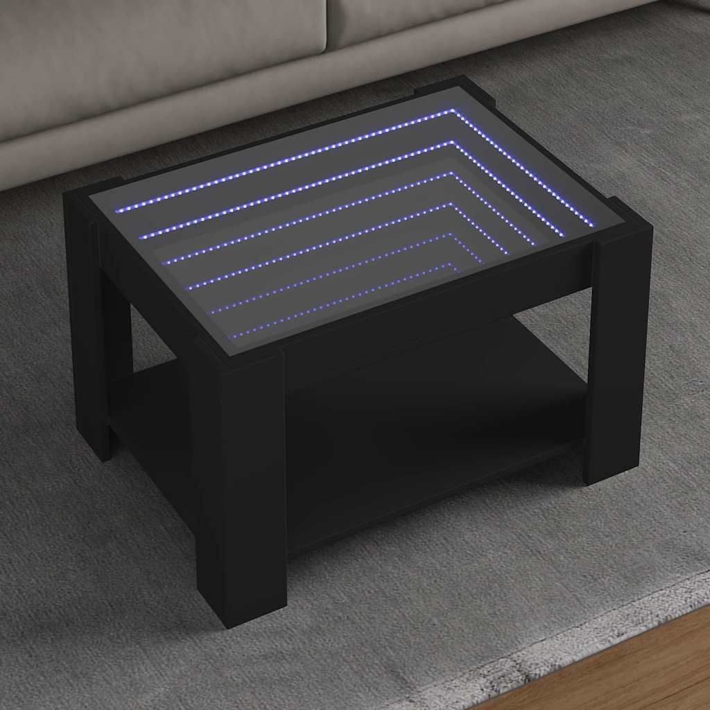 Stolić za kavu LED crni 73x53x45 cm od konstruiranog drva