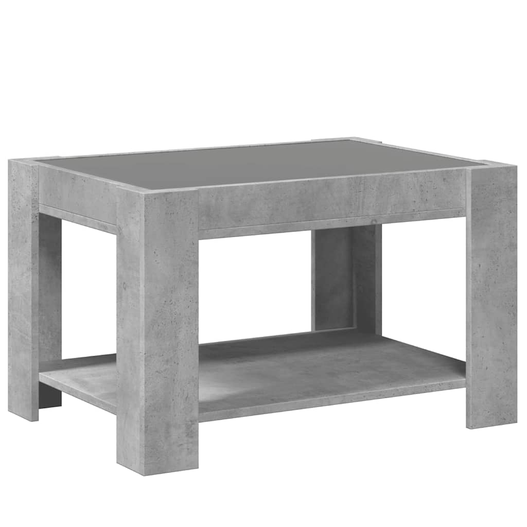 Stolić za kavu LED siva boja betona 73x53x45 cm drveni