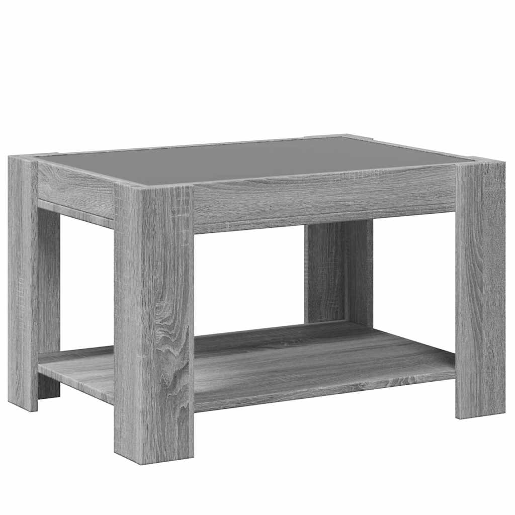 Stolić za kavu LED boja hrasta 73x53x45 cm konstruirano drvo