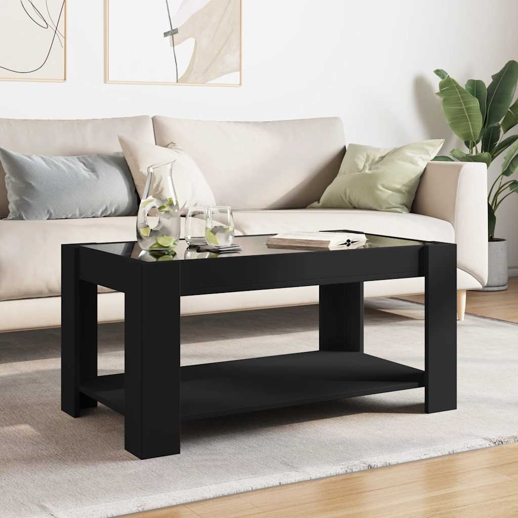 Stolić za kavu LED crni 93x53x45 cm od konstruiranog drva