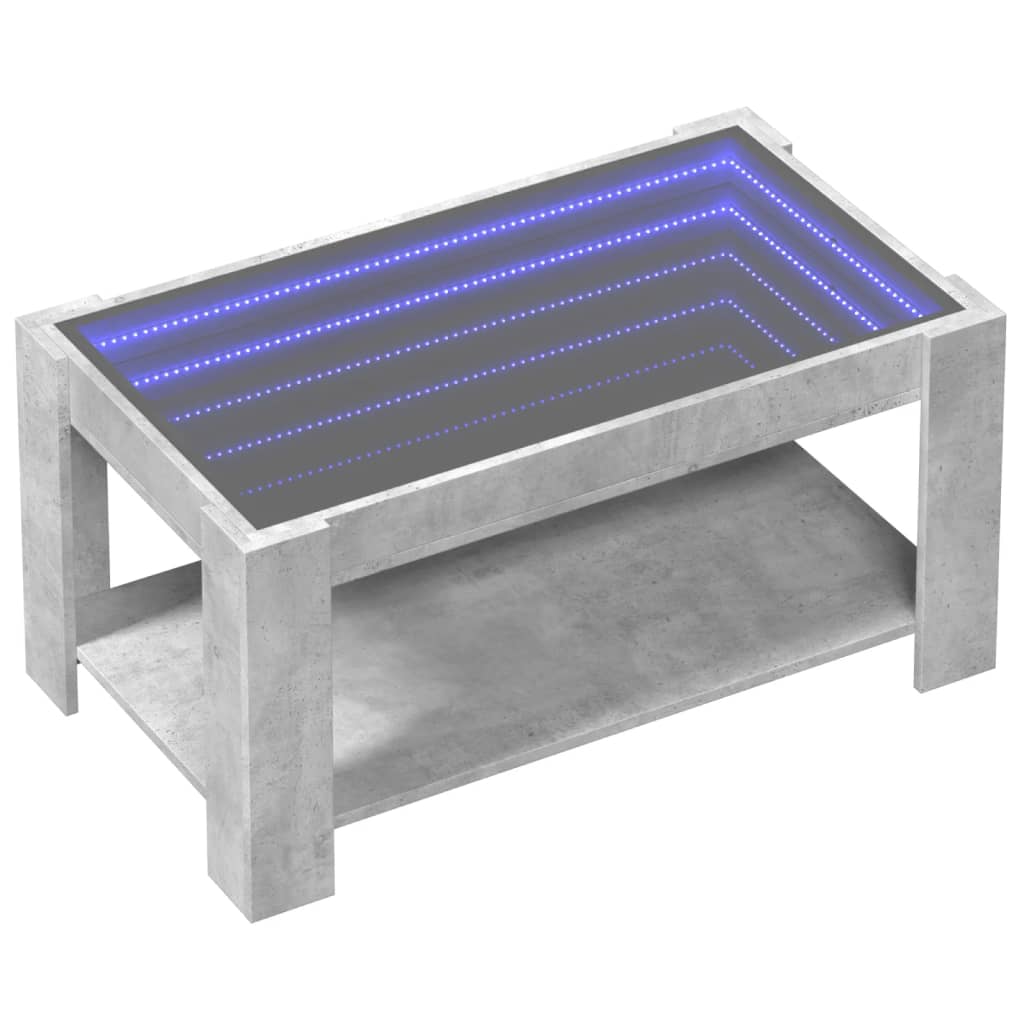 Stolić za kavu LED siva boja betona 93x53x45 cm drveni
