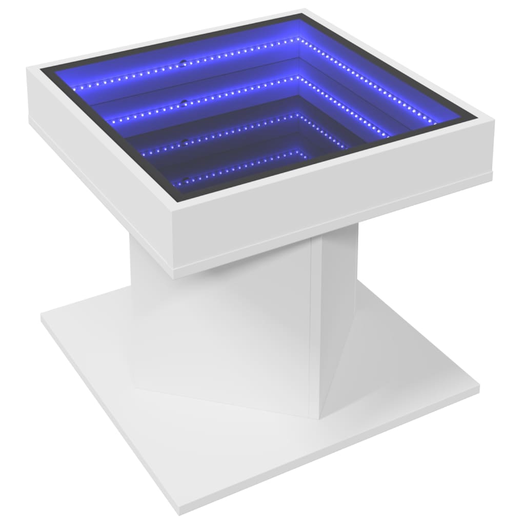 Stolić za kavu LED bijeli 50x50x45 cm od konstruiranog drva