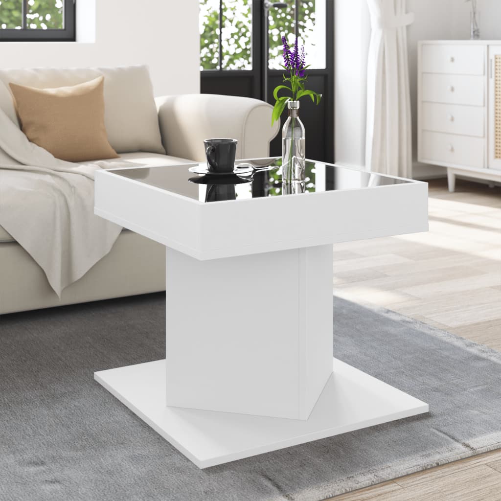 Stolić za kavu LED bijeli 50x50x45 cm od konstruiranog drva