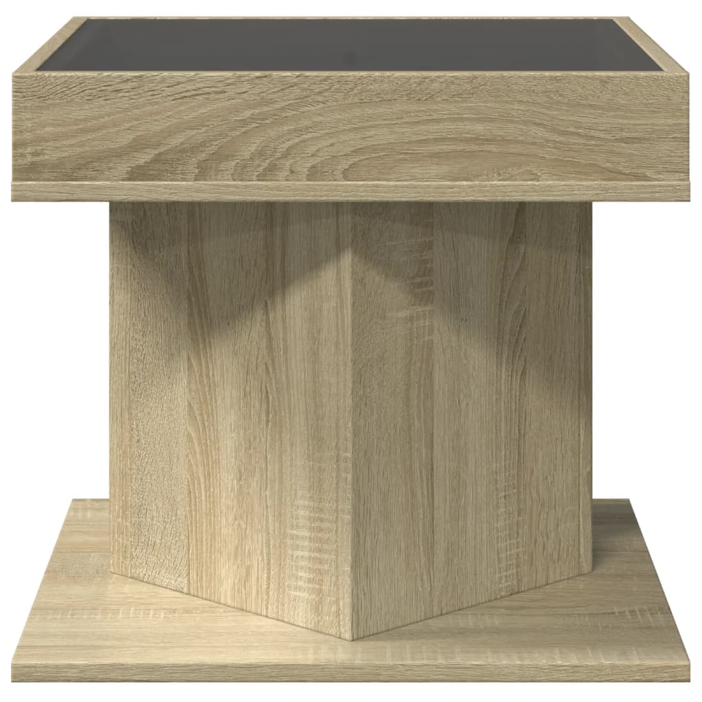 Stolić za kavu LED boja hrasta 50x50x45 cm konstruirano drvo