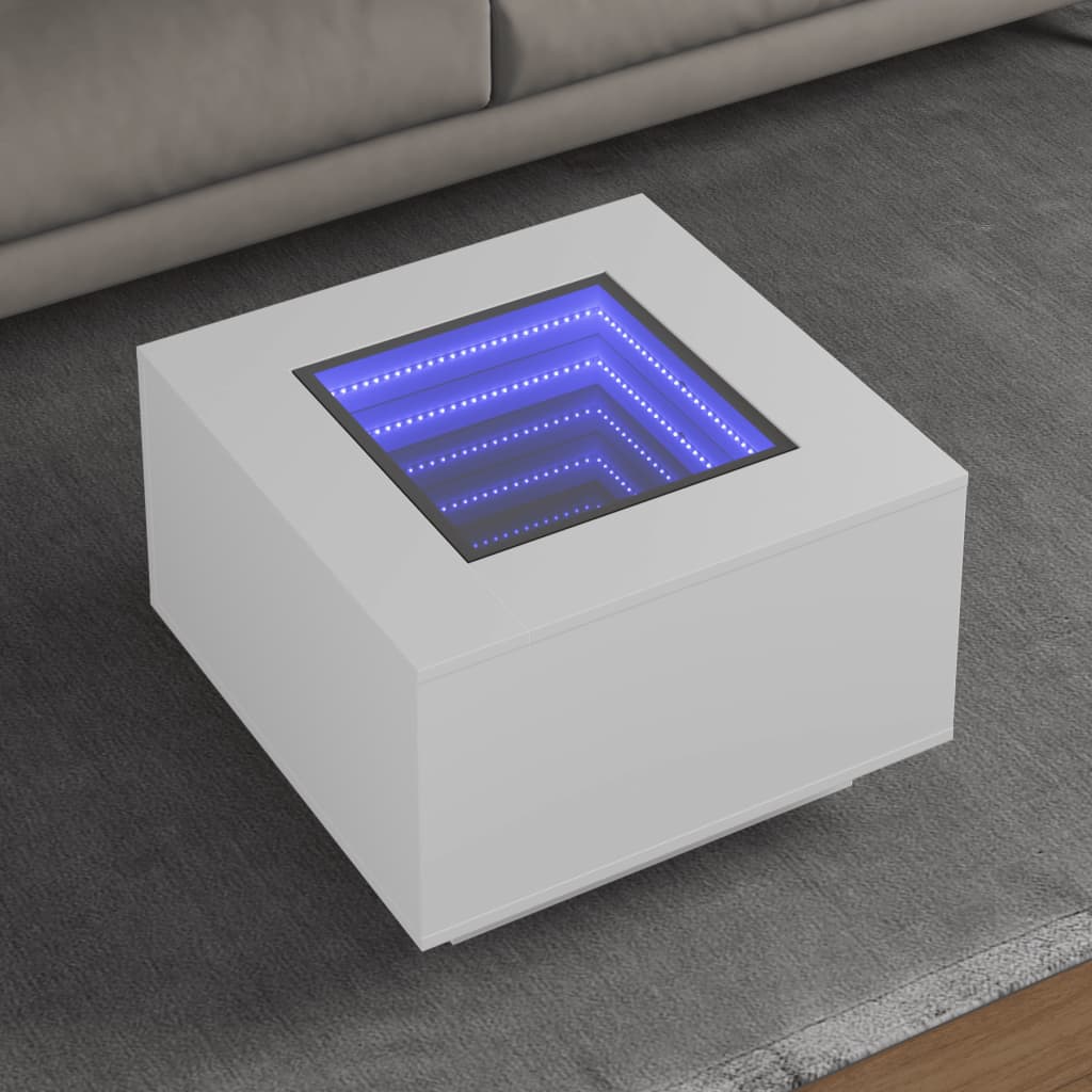 Stolić za kavu s LED bijeli 60x60x40 cm od konstruiranog drva