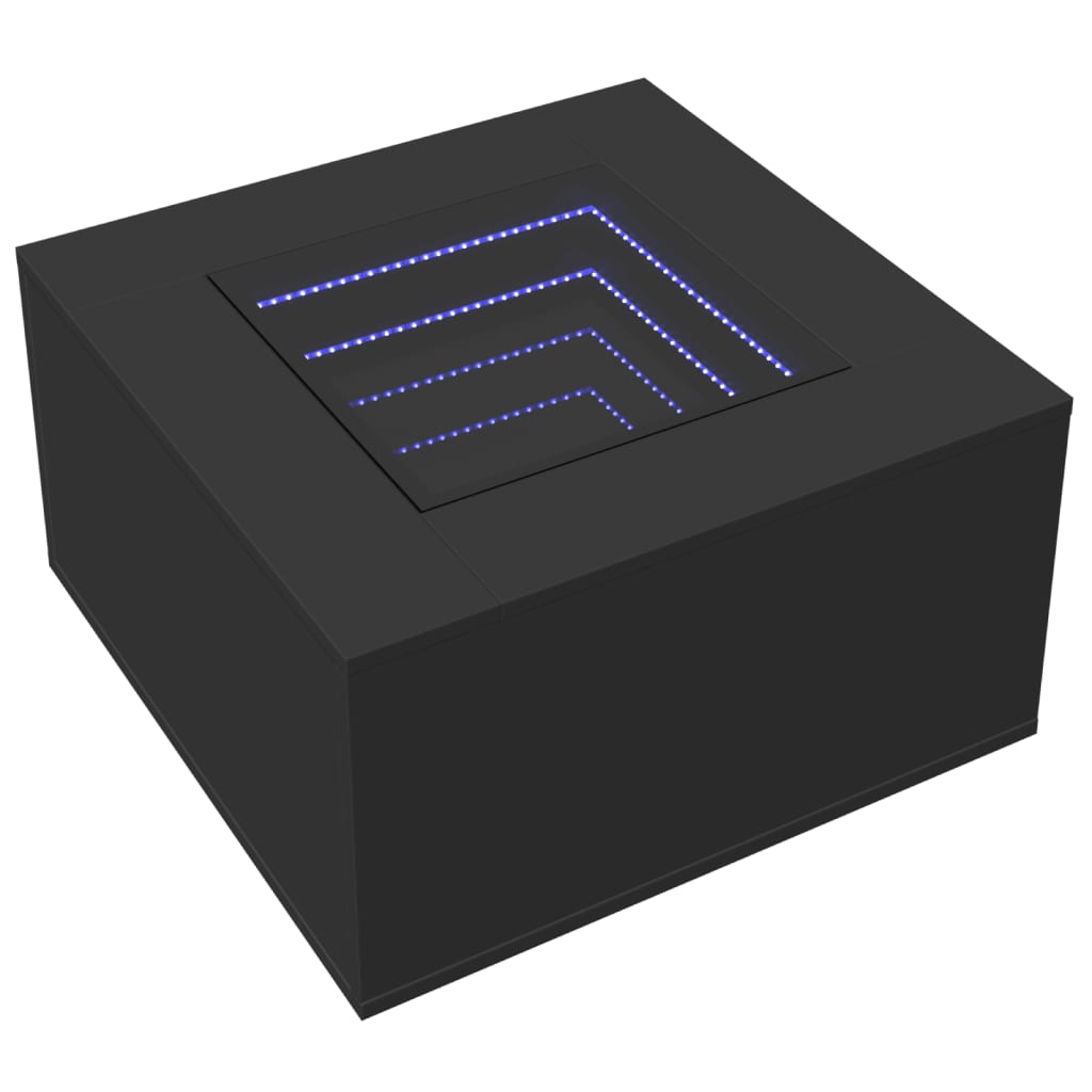 Stolić za kavu s LED crni 60 x 60 x 40 cm konstruirano drvo