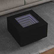 Stolić za kavu s LED crni 60 x 60 x 40 cm konstruirano drvo