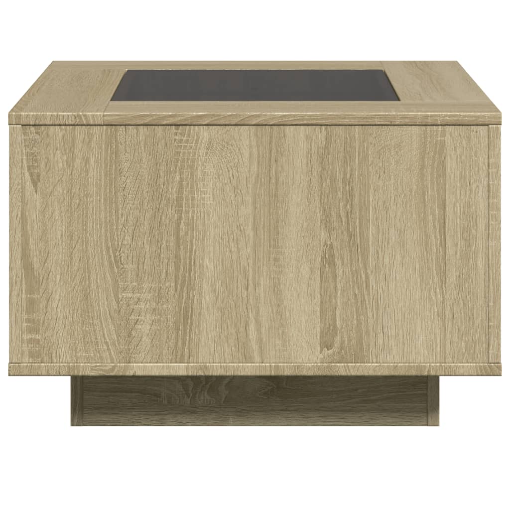 Stolić za kavu LED boja hrasta 60x60x40 cm konstruirano drvo