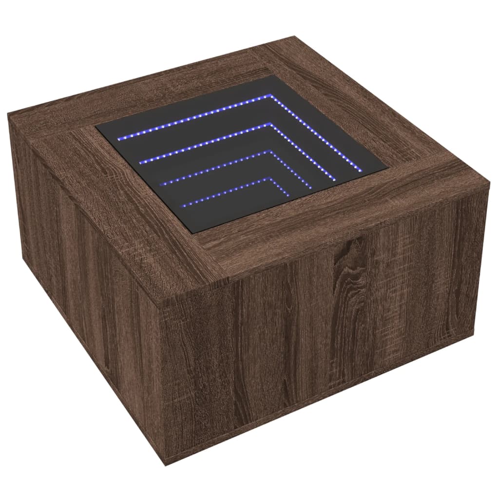 Stolić za kavu LED smeđa boja hrasta 60x60x40 cm drveni