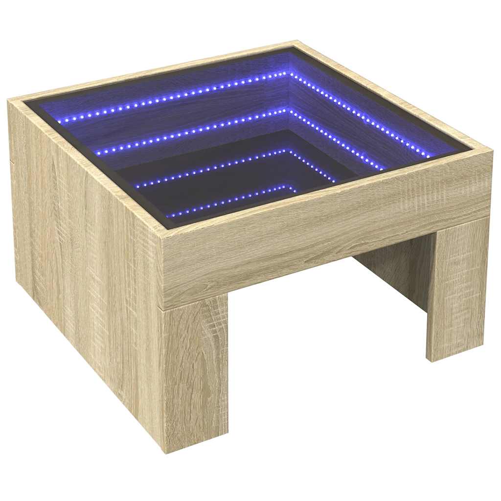 Stolić s beskonačnim LED svjetlima boja hrasta 50x50x30 cm