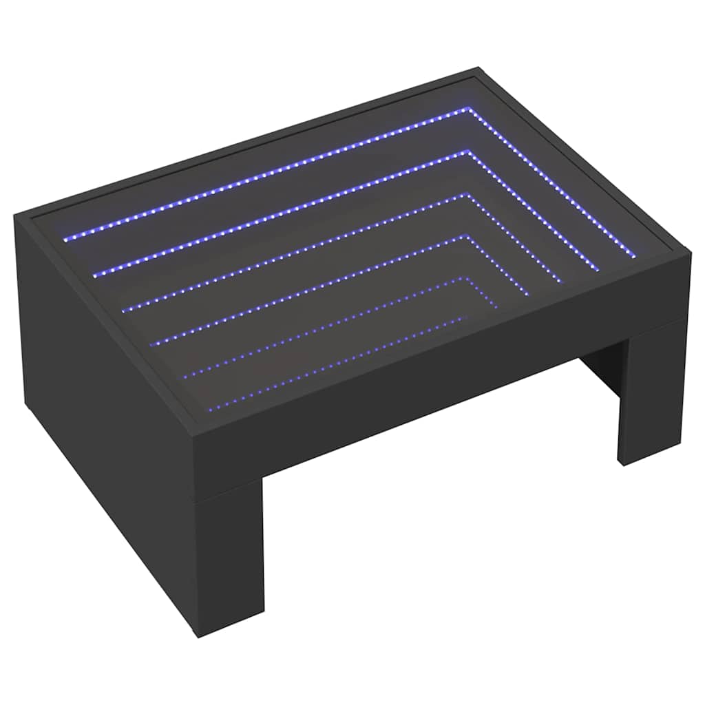 Stolić za kavu s beskonačnim LED svjetlima crni 70x50x30 cm