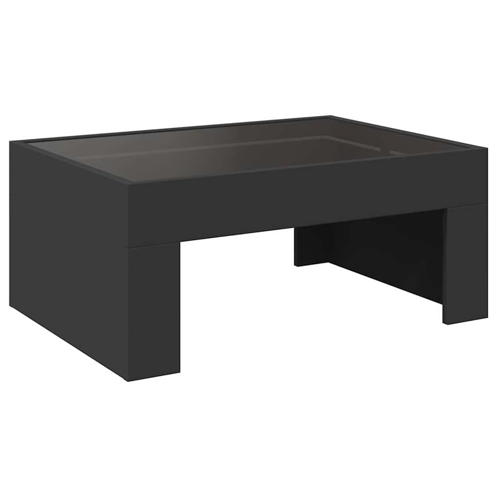 Stolić za kavu s beskonačnim LED svjetlima crni 70x50x30 cm