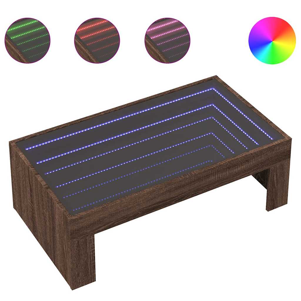 Stolić s beskonačnim LED svjetlima boja hrasta 90x50x30 cm